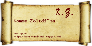Komsa Zoltána névjegykártya